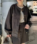 CIAOPANIC TYPY(チャオパニックティピー) 【willow】ノーカラー微フリル袖ボリュームブルゾン