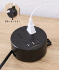 3COINS(スリーコインズ) 丸型電源タップ（AC×2/USB×1/TYPEC×1）：1ｍ