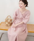 NICE CLAUP / OLIVE des OLIVE OUTLET(ナイスクラップ  / オリーブ デ オリーブ アウトレット) 【natural couture】カシュクールランタンワンピース