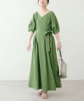 NICE CLAUP / OLIVE des OLIVE OUTLET(ナイスクラップ  / オリーブ デ オリーブ アウトレット) 【natural couture】カシュクールランタンワンピース