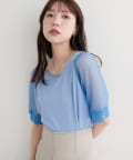 natural couture(ナチュラルクチュール) シアーリブ袖メタル釦ニット