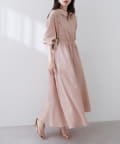natural couture(ナチュラルクチュール) 【WEB限定】フロントZIP衿付きワンピース