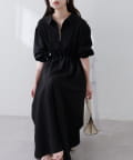 natural couture(ナチュラルクチュール) 【WEB限定】フロントZIP衿付きワンピース