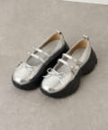 w closet(ダブルクローゼット) 【25AW】リボン厚底バレエシューズ