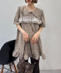 w closet(ダブルクローゼット) 【25AW】レースフリルチェックシャツ