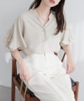 natural couture(ナチュラルクチュール) 【sherbet line】WEB限定 / UV・接触冷感ラップ半袖ブラウス