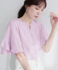 natural couture(ナチュラルクチュール) 【sherbet line】WEB限定 / UV・接触冷感ラップ半袖ブラウス
