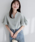 natural couture(ナチュラルクチュール) 【sherbet line】WEB限定 / UV・接触冷感ラップ半袖ブラウス
