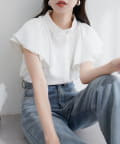 natural couture(ナチュラルクチュール) ラッフルフリルフロントアシメブラウス