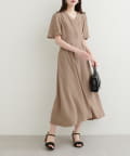 natural couture(ナチュラルクチュール) 【WEB限定】フレア袖カシュクールワンピース