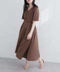 natural couture(ナチュラルクチュール) 【WEB限定】フレア袖カシュクールワンピース
