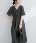 natural couture(ナチュラルクチュール) 【WEB限定】フレア袖カシュクールワンピース