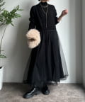 DOUDOU(ドゥドゥ) 【WEB限定】ニット×チュールワンピース