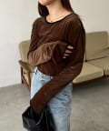 CAPRICIEUX LE'MAGE(カプリシュレマージュ) 【前後2WAY】ベロアリンガーTシャツ