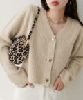natural couture(ナチュラルクチュール) 【WEB限定】ウール混片畦編みニットカーディガン