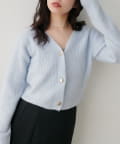 natural couture(ナチュラルクチュール) 【WEB限定】ウール混片畦編みニットカーディガン