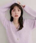 natural couture(ナチュラルクチュール) 【WEB限定】ウール混片畦編みニットカーディガン