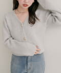 natural couture(ナチュラルクチュール) 【WEB限定】ウール混片畦編みニットカーディガン
