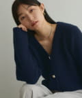 natural couture(ナチュラルクチュール) 【WEB限定】ウール混片畦編みニットカーディガン