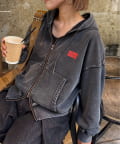 CIAOPANIC TYPY(チャオパニックティピー) 【UNISEX】アシッドウォッシュ加工ロゴジップパーカー