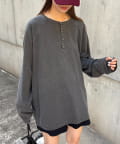 CIAOPANIC TYPY(チャオパニックティピー) 【UNISEX】ピグメントヘンリーロンTEE