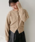 natural couture(ナチュラルクチュール) スフレヤーン金釦ポケ付きカーディガン