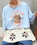 CIAOPANIC TYPY(チャオパニックティピー) 【HELLO.SANFRANCISCO/ハローサンフランシスコ】配色ステッチカフェメニューTEE