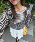 CIAOPANIC(チャオパニック) 【HELLO.SANFRANCISCO/ハローサンフランシスコ】カットアウトマルチボーダーTEE