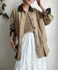 DOUDOU(ドゥドゥ) レザーカラーカバーオールジャケット