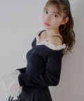 Chico(チコ) フリルドッキングフレアスリーブニット