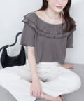 NICE CLAUP / OLIVE des OLIVE OUTLET(ナイスクラップ  / オリーブ デ オリーブ アウトレット) 【natural couture】ワッフルフリルtops