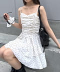 mline(エムライン) [mline]花柄シャーリング ミニワンピ