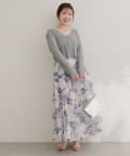 natural couture(ナチュラルクチュール) 大花プリントメッシュスカート