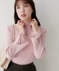 natural couture(ナチュラルクチュール) 袖口レースもちもちリブタートル