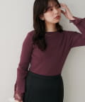 natural couture(ナチュラルクチュール) 前後2WAY袖口レースリブニット