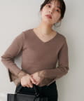 natural couture(ナチュラルクチュール) 前後2WAY袖口レースリブニット