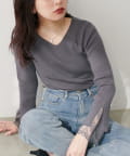 natural couture(ナチュラルクチュール) 前後2WAY袖口レースリブニット
