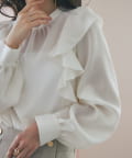La boutique BonBon(ラブティックボンボン) シアーウールラッフルフリルブラウス