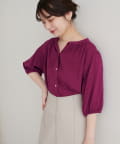 natural couture(ナチュラルクチュール) 【WEB限定】麻混ギャザーブラウス