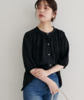 natural couture(ナチュラルクチュール) 【WEB限定】麻混ギャザーブラウス