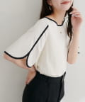natural couture(ナチュラルクチュール) 【WEB限定】ハチワレスリーブ麻調ブラウス