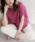 natural couture(ナチュラルクチュール) 【WEB限定】ハチワレスリーブ麻調ブラウス