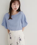 natural couture(ナチュラルクチュール) 【WEB限定】ハチワレスリーブ麻調ブラウス