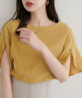 natural couture(ナチュラルクチュール) 【WEB限定】ハチワレスリーブ麻調ブラウス