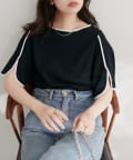 natural couture(ナチュラルクチュール) 【WEB限定】ハチワレスリーブ麻調ブラウス