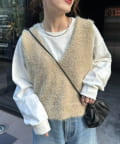 CIAOPANIC TYPY(チャオパニックティピー) 【WEB限定】ミックスフェザーヤーンクロップド丈ベスト