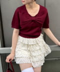 NICE CLAUP / OLIVE des OLIVE OUTLET(ナイスクラップ  / オリーブ デ オリーブ アウトレット) 秋先取り【RMAF】リボンモチーフハーフスリーブニット