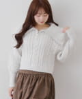 NICE CLAUP / OLIVE des OLIVE OUTLET(ナイスクラップ  / オリーブ デ オリーブ アウトレット) 【RMAF】ビッグ衿ZIPUPニット