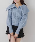 NICE CLAUP / OLIVE des OLIVE OUTLET(ナイスクラップ  / オリーブ デ オリーブ アウトレット) 【RMAF】ビッグ衿ZIPUPニット