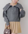 NICE CLAUP / OLIVE des OLIVE OUTLET(ナイスクラップ  / オリーブ デ オリーブ アウトレット) 【RMAF】ビッグ衿ZIPUPニット